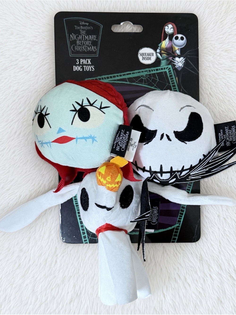 Disney Nightmare Before Christmas Jack Sally Zero 3 Pack Dog Toys NIP